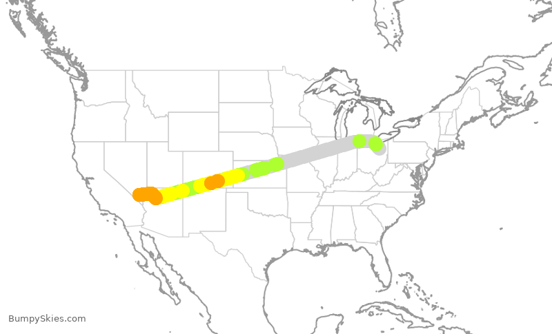 Turbulence forecast map for FFT3232, LAS to CLE