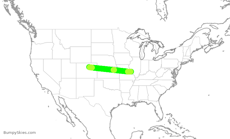 Turbulence forecast map for FFT3302, DEN to STL