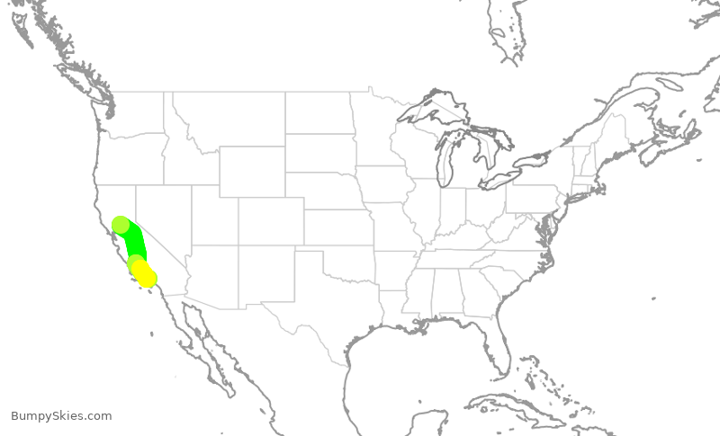 Turbulence forecast map for FFT3316, SMF to LAX