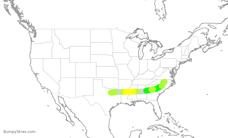 Turbulence forecast map for FFT3330, DFW to RDU
