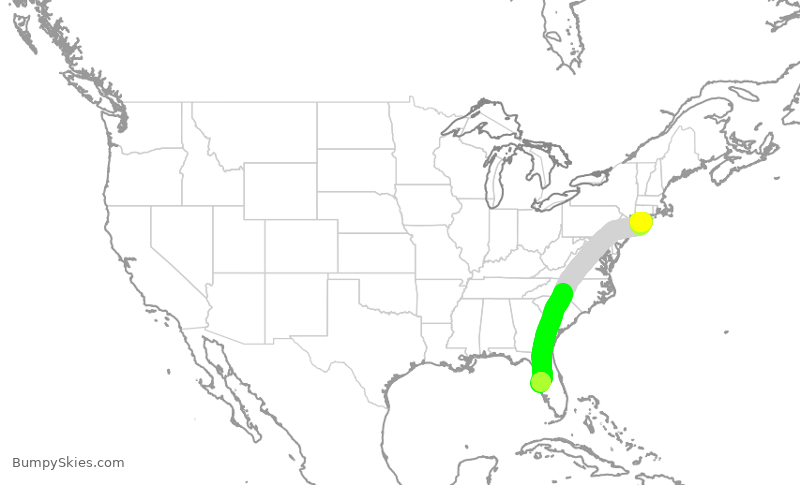 Turbulence forecast map for FFT3355, ISP to TPA