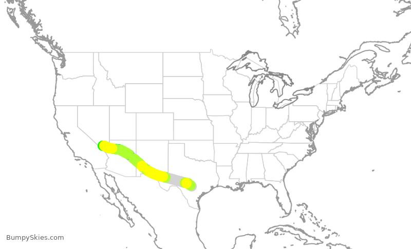 Turbulence forecast map for FFT3417, SAT to LAS