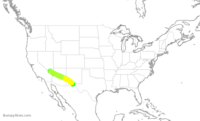 Turbulence forecast map for FFT3450, LAS to ELP