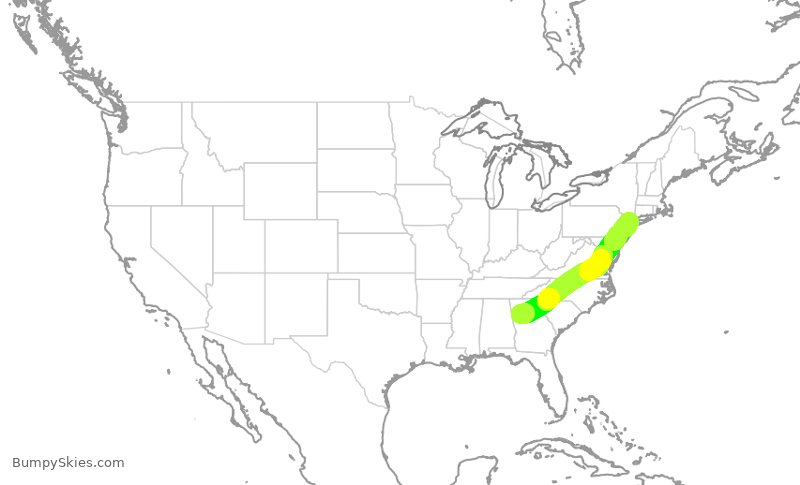 Turbulence forecast map for FFT3458, ATL to LGA