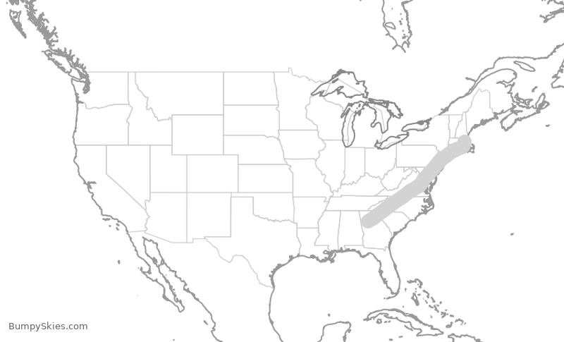 Turbulence forecast map for FFT3512, ATL to BOS