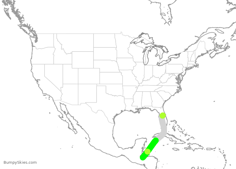 Turbulence forecast map for FFT363, MCO to SAP