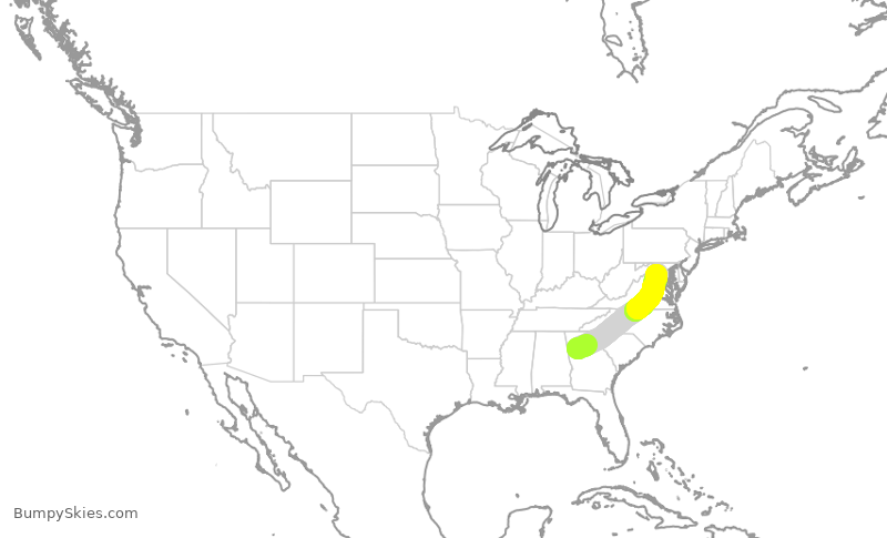 Turbulence forecast map for FFT3692, ATL to IAD
