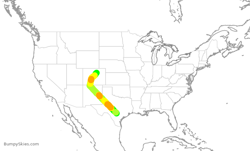 Turbulence forecast map for FFT3707, SAT to DEN