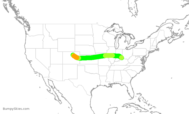 Turbulence forecast map for FFT3725, CVG to DEN