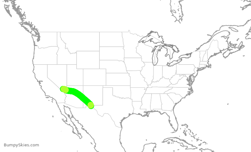 Turbulence forecast map for FFT3745, ELP to LAS