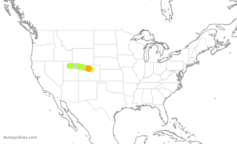 Turbulence forecast map for FFT3862, SLC to DEN