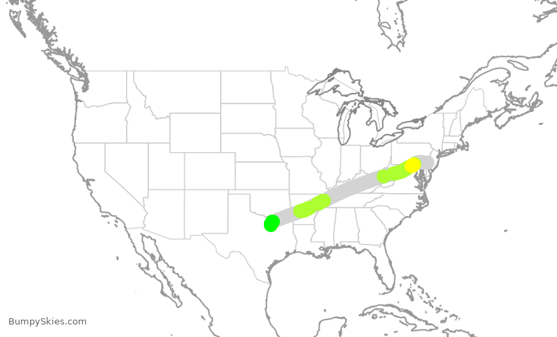 Turbulence forecast map for FFT3985, PHL to DFW
