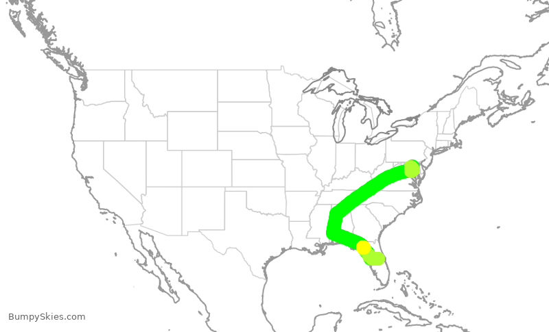 Turbulence forecast map for FFT4004, MCO to BWI