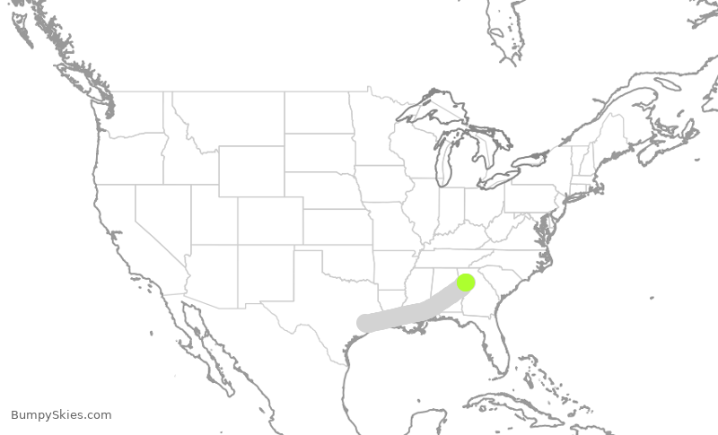 Turbulence forecast map for FFT4076, IAH to ATL