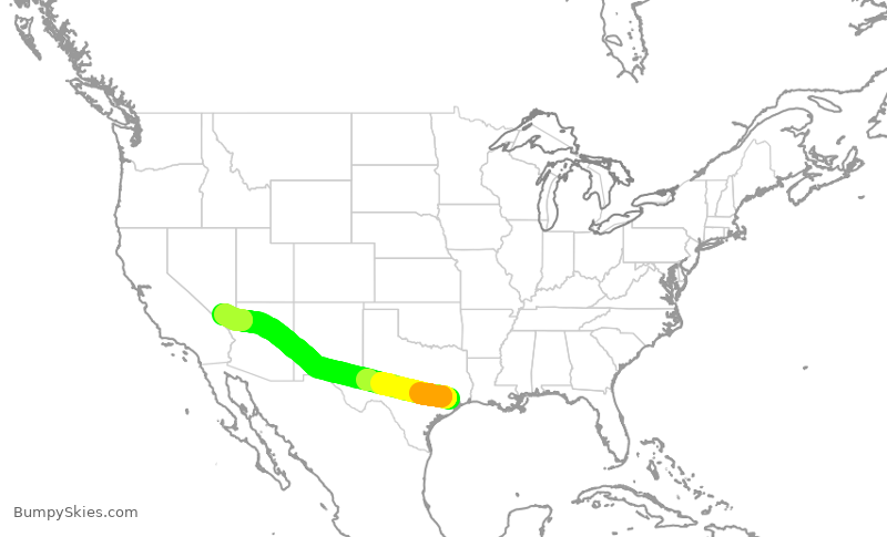 Turbulence forecast map for FFT4131, IAH to LAS