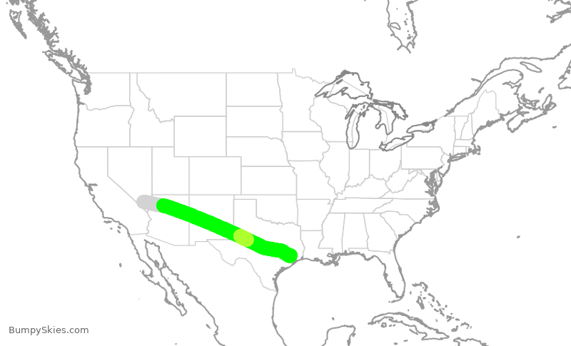 Turbulence forecast map for FFT4132, LAS to IAH