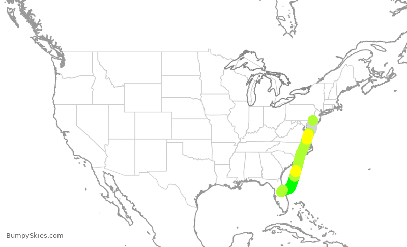 Turbulence forecast map for FFT4173, PHL to MCO