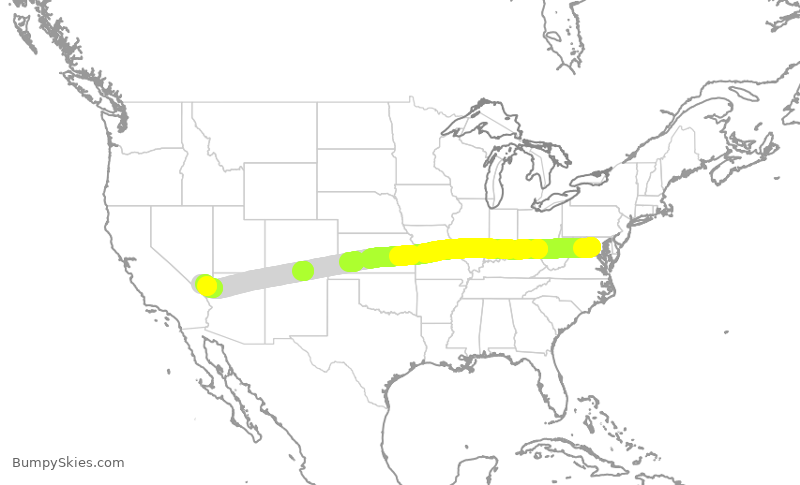 Turbulence forecast map for FFT4277, IAD to LAS