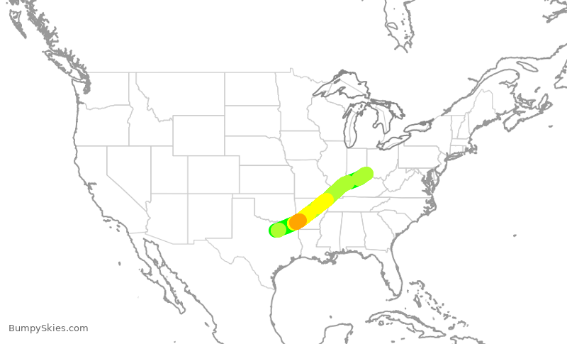 Turbulence forecast map for FFT4280, DFW to CVG