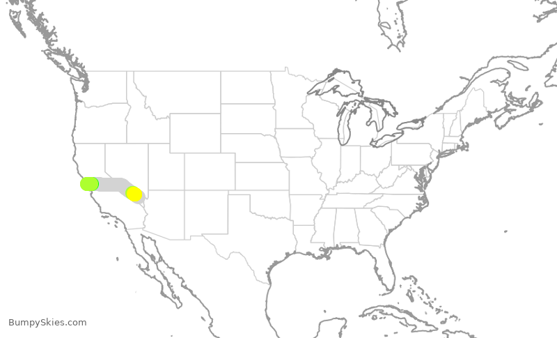 Turbulence forecast map for FFT4401, LAS to SFO