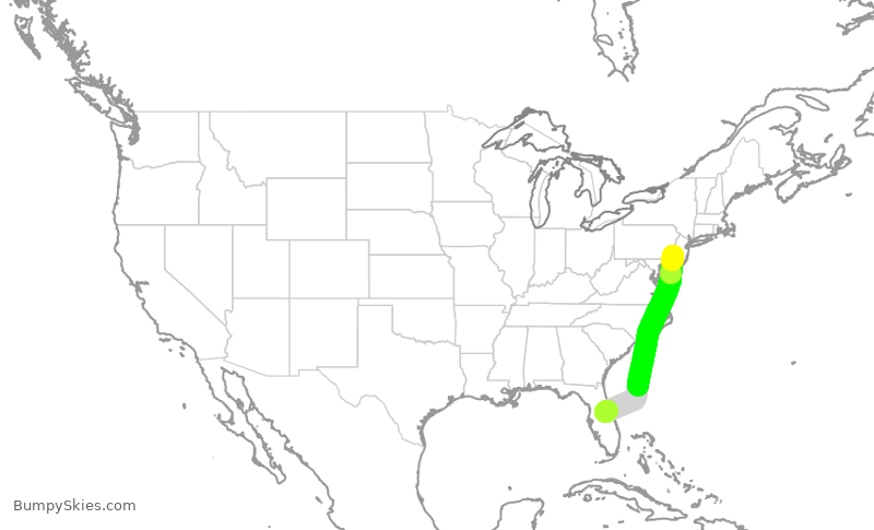Turbulence forecast map for FFT4404, MCO to PHL