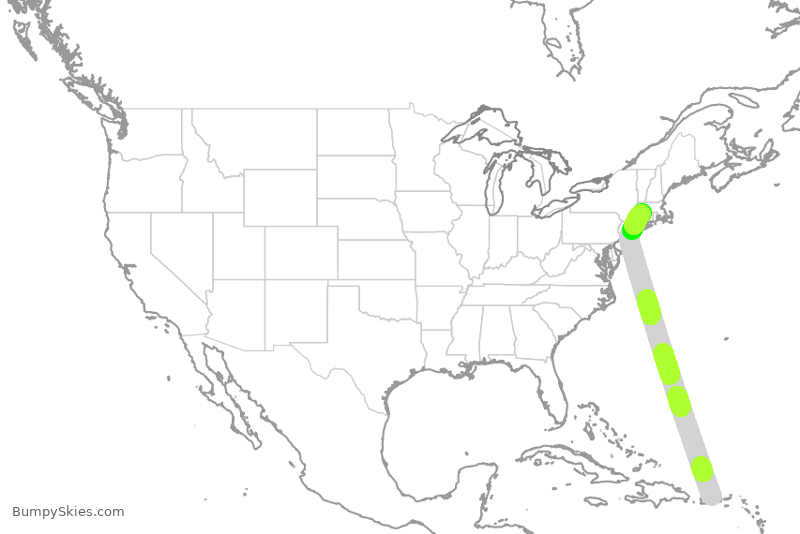 Turbulence forecast map for FFT4419, SJU to BDL