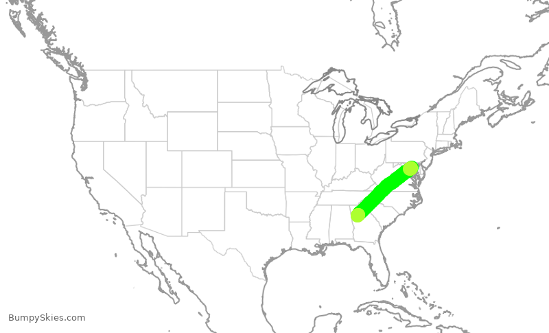 Turbulence forecast map for FFT4427, BWI to ATL