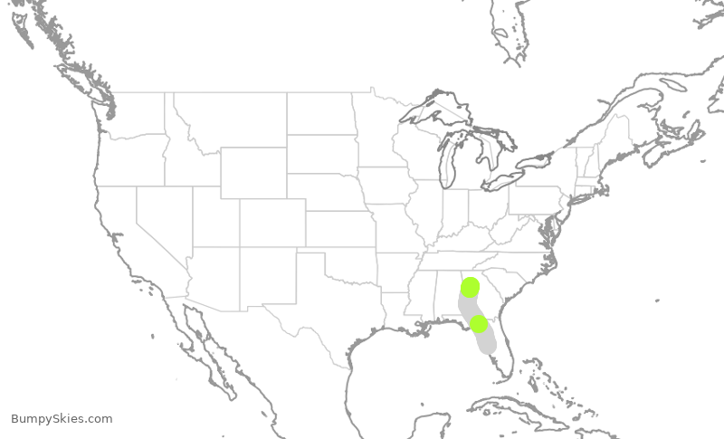 Turbulence forecast map for FFT4435, TPA to ATL