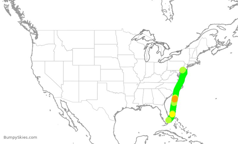 Turbulence forecast map for FFT4440, FLL to PHL
