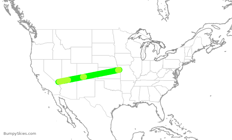 Turbulence forecast map for FFT4506, LAS to MCI