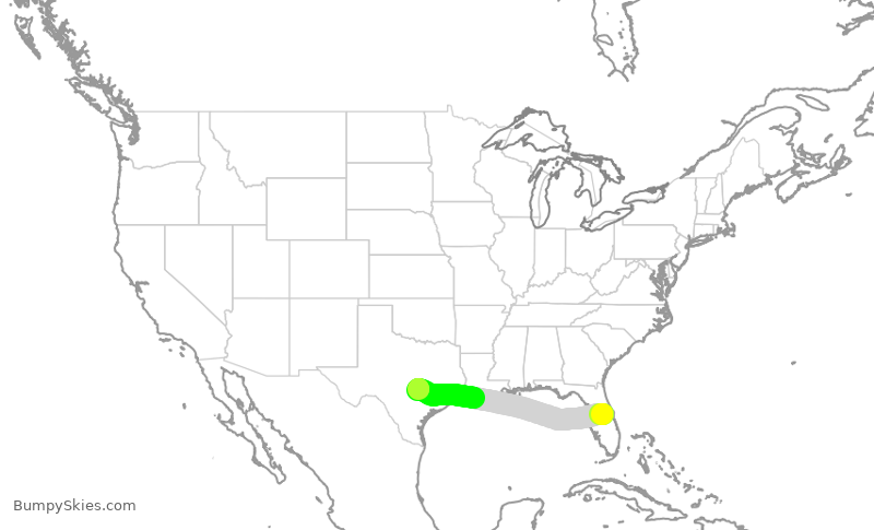 Turbulence forecast map for FFT4523, MCO to AUS