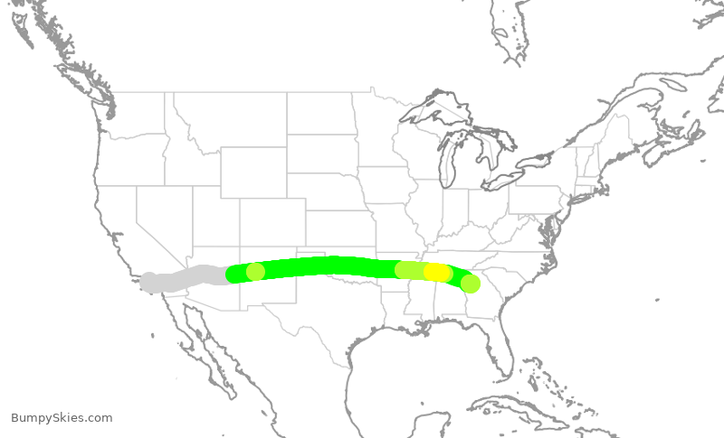 Turbulence forecast map for FFT4548, LAX to ATL
