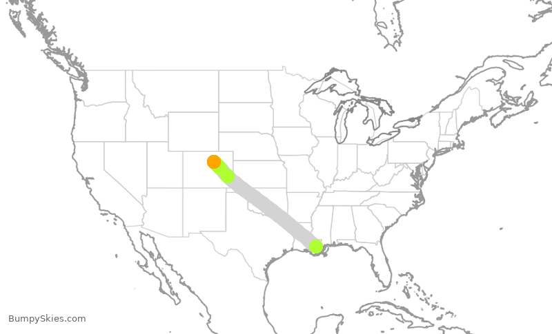 Turbulence forecast map for FFT4561, MSY to DEN