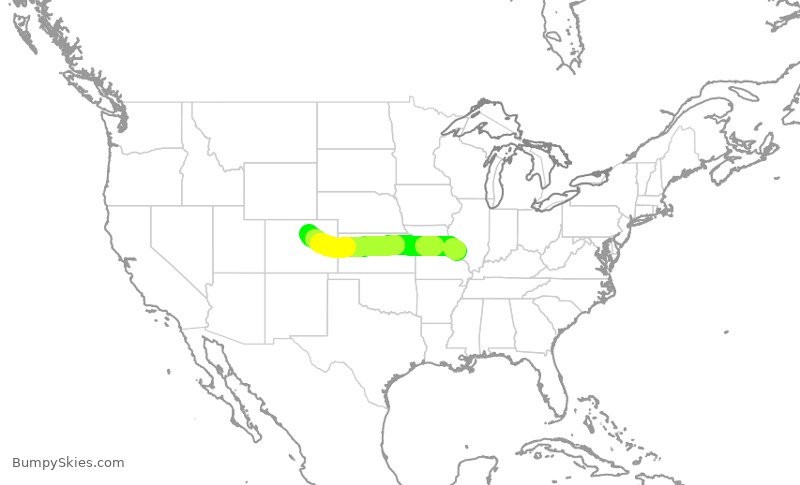 Turbulence forecast map for FFT4567, STL to DEN