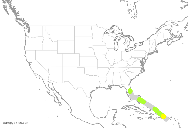 Turbulence forecast map for FFT4685, PSE to MCO
