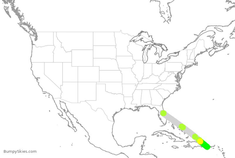 Turbulence forecast map for FFT4686, MCO to PSE