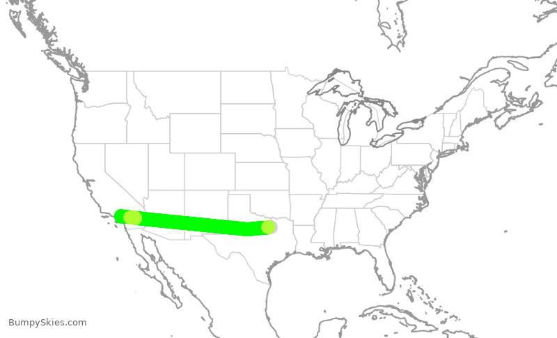 Turbulence forecast map for FFT4689, DFW to ONT