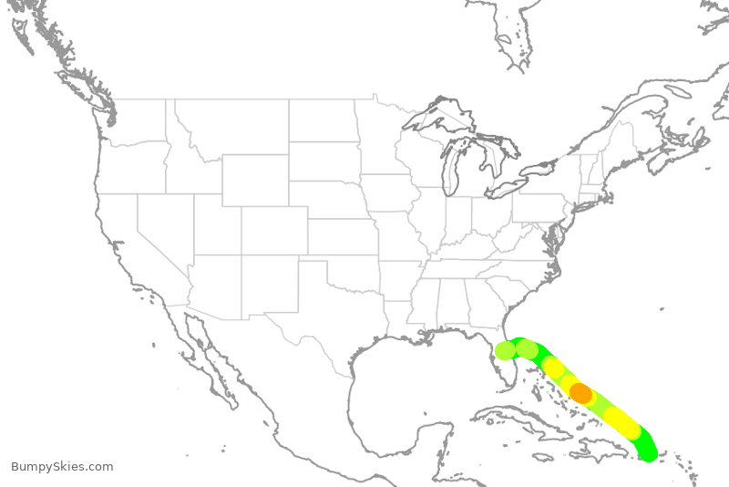Turbulence forecast map for FFT4726, MCO to SJU