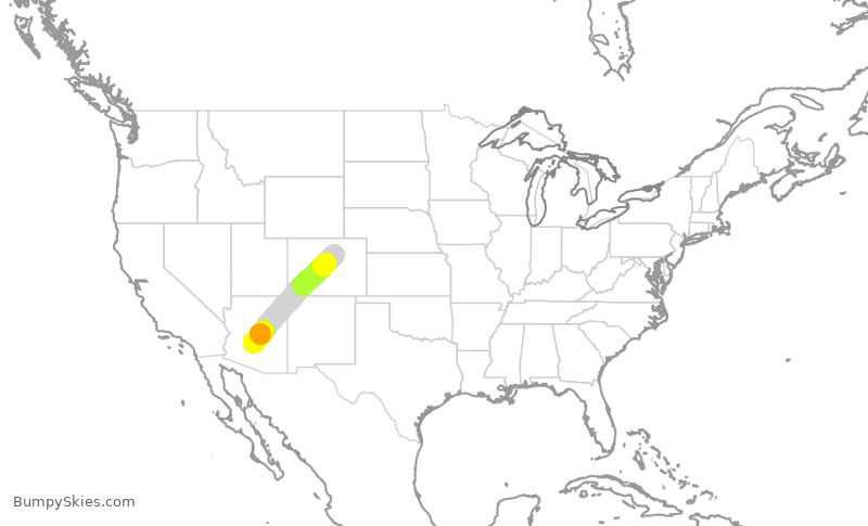 Turbulence forecast map for FFT4768, PHX to DEN