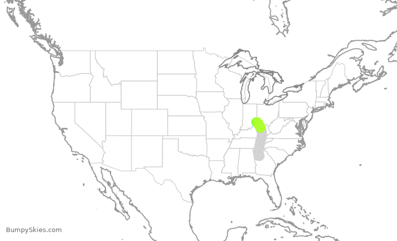 Turbulence forecast map for FFT4771, ATL to CVG