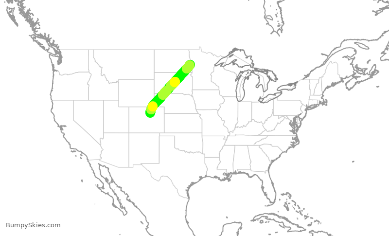 Turbulence forecast map for FFT4794, DEN to FAR