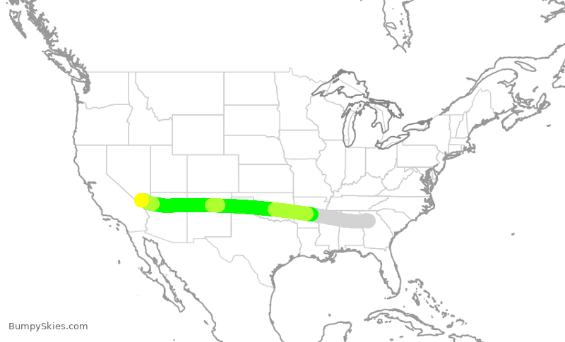 Turbulence forecast map for FFT4891, ATL to LAS