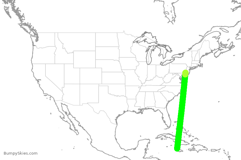 Turbulence forecast map for FFT48, MBJ to PHL