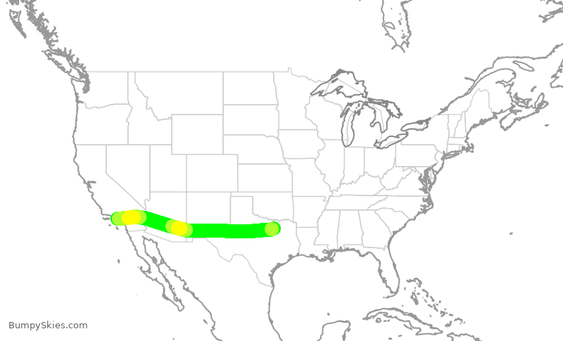 Turbulence forecast map for FFT4963, DFW to LAX