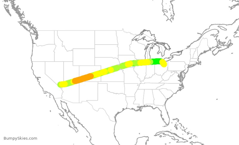 Turbulence forecast map for FFT4966, LAS to CLE
