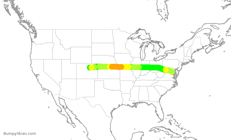 Turbulence forecast map for FFT686, DEN to DCA