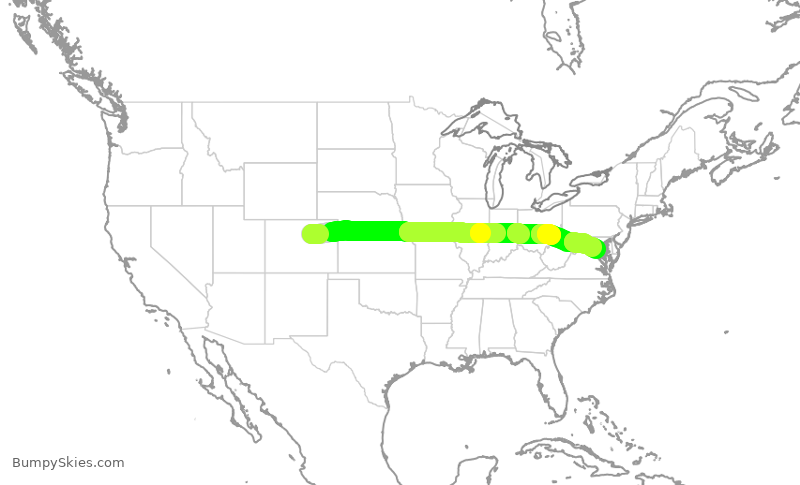 Turbulence forecast map for FFT688, DEN to DCA