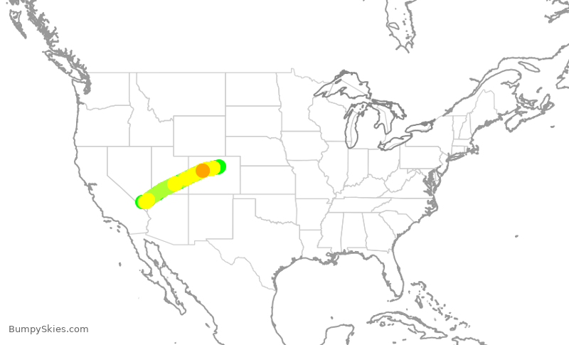 Turbulence forecast map for FFT777, DEN to LAS