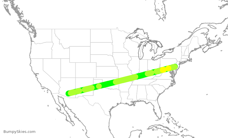 Turbulence forecast map for FFT9010, PHL to MZJ