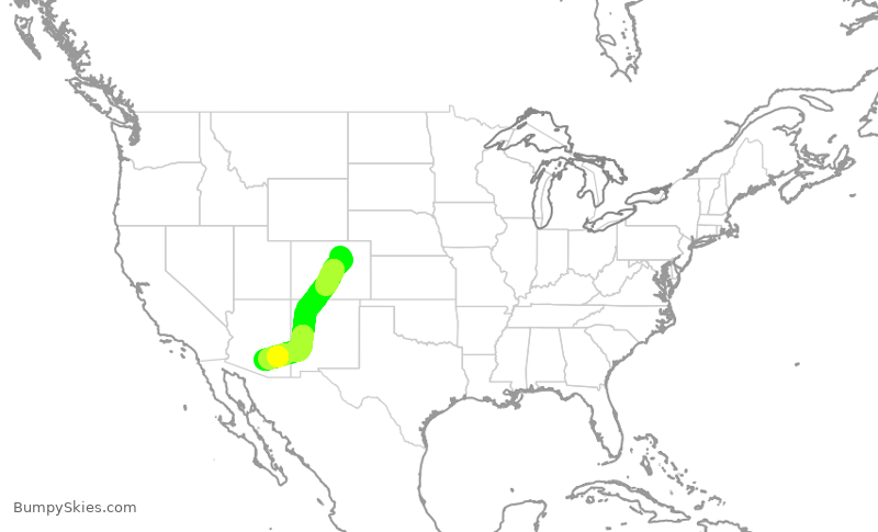 Turbulence forecast map for FFT9011, DEN to MZJ